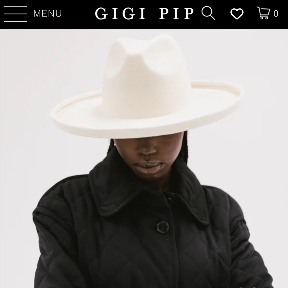Cream/ivory Gigi Pip felt wide brim hat